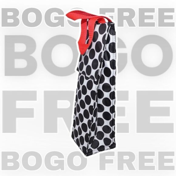 Thirty-One BOGO FREE SALE Black and White Polka Dot Thermal Wine Bottle Carrier - Picture 1 of 7